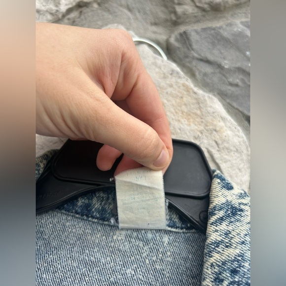 Vintage Mens Acid Wash Denim Trucker Jacket Size L Hand Painted Wolf 90's Nature - Picture 5 of 8